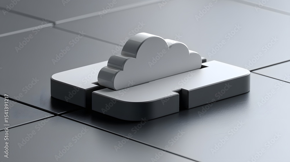 Poster a conceptual representation of cloud computing in healthcare, featuring a cloud icon surrounded by h
