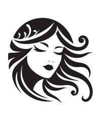 Beauty woman Face and hair style logo vector, woman Face vector illustration.