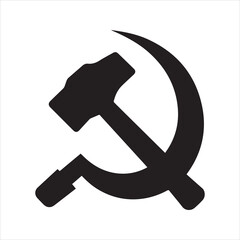 Hammer and Sickle Silhouette Symbol Icon for Political and Historical Concepts