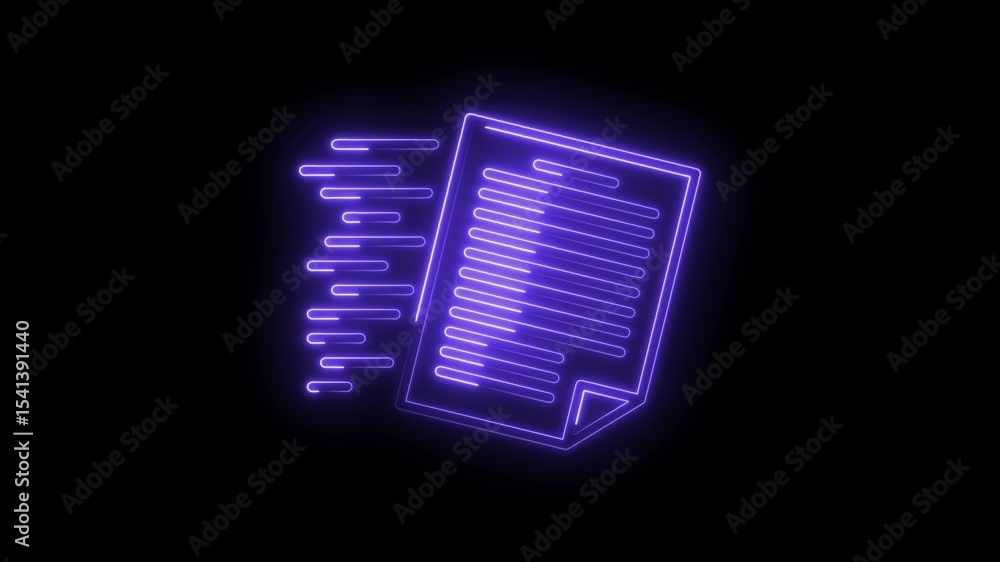 Aufkleber digital document sending with neon effect animation on black background for technology concept