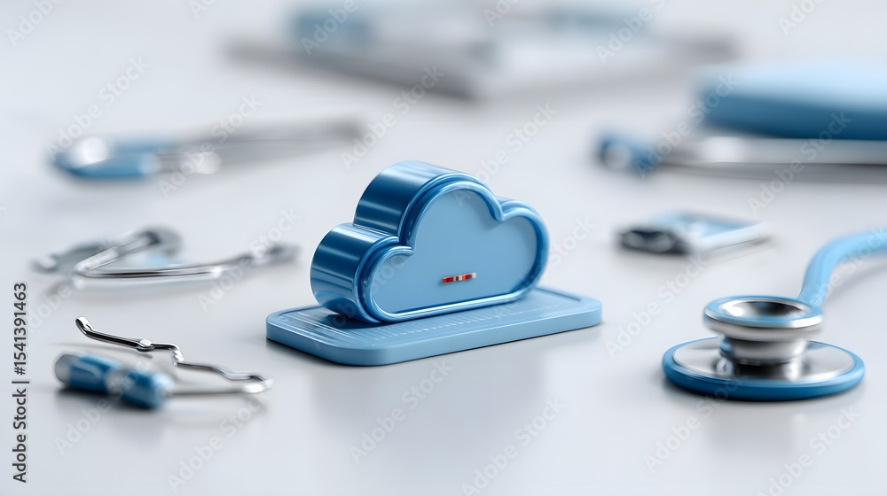 Aufkleber a conceptual representation of cloud computing in healthcare, featuring a cloud icon surrounded by h