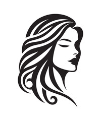 Beauty woman Face and hair style logo vector, woman Face vector illustration.