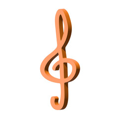 Fototapeta premium 3d treble clef. Hand drawn musical symbol. Single element for print, web, design, decor, logo