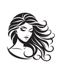Beauty woman Face and hair style logo vector, woman Face vector illustration.