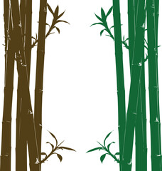 Serene Bamboo Forest Dark Brown and Green Stalks Illustration