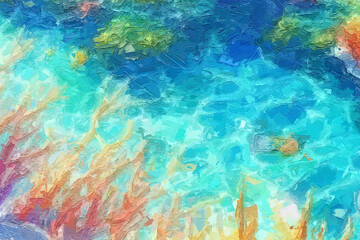 Various oil paintings, flowers, marine creatures, coconut trees, roses, peonies, landscapes, and animals