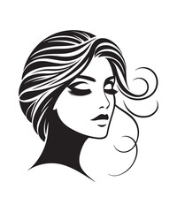 Beauty woman Face and hair style logo vector, woman Face vector illustration.