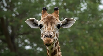 Obraz premium Giraffe peeking from behind a tree