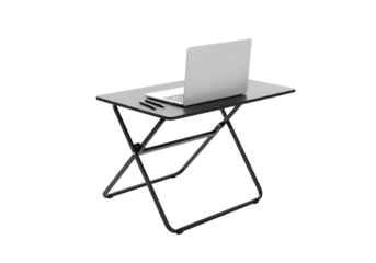 Portable Laptop Workstation Minimalist Folding Table Setup isolated on transparent baackground
