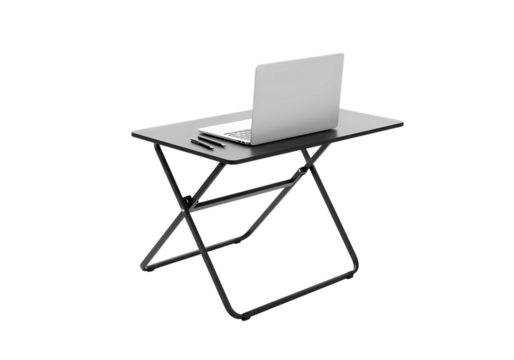 Portable Laptop Workstation Minimalist Folding Table Setup isolated on transparent baackground