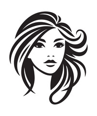 Beauty woman Face and hair style logo vector, woman Face vector illustration.