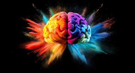 Concept art depicting a human brain overflowing with knowledge and creativity, created using  modern