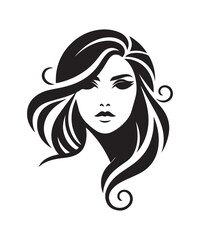 Beauty woman Face and hair style logo vector, woman Face vector illustration.