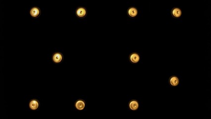 Black velvet fabric with gold buttons creates a feeling of luxury and elegance. Textured textile with contrasting accents. Ideal for fashion, style and decoration themes.