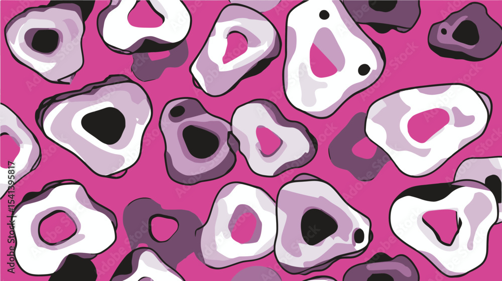 Poster abstract shapes repeat artistically against vibrant pink background create pattern