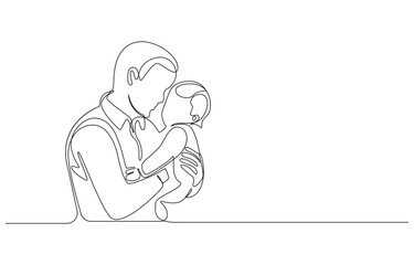 continuous line art drawing father and sons