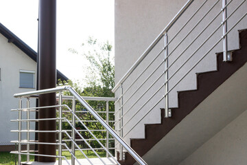 Elegant aluminum fence on the staircase. 