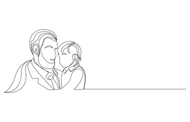 continuous line art drawing father and sons