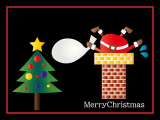 クリスマス■煙突とサンタクロースのクリスマスカード