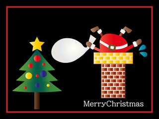 クリスマス■煙突とサンタクロースのクリスマスカード