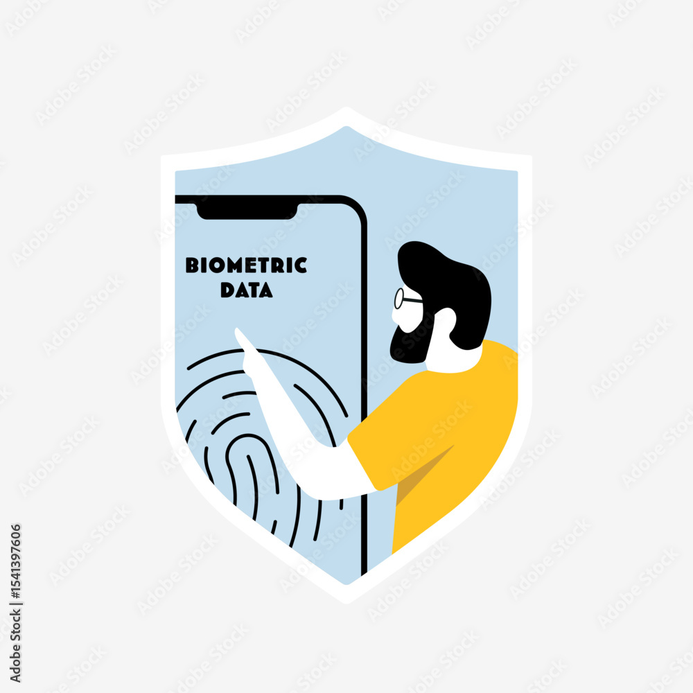 Poster biometric data security with fingerprint authentication on smartphone. personal identity protection,
