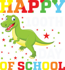 Happy 100th Day of School Dinosaur Svg Design