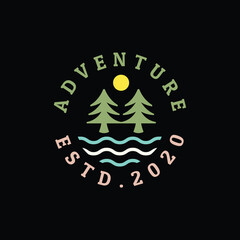 River outdoor vintage logo design vector