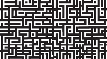 Complex maze pattern confuses mind within monochrome labyrinth illustration design