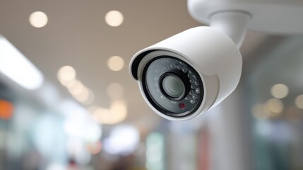 Surveillance Camera Mounted on Ceiling for Security Monitoring in a Commercial Space