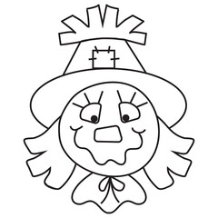 Cute  scarecrow  coloring page vector cartoon illustration