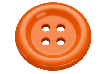 Orange four hole button isolated on transparent background
