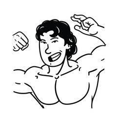Lineart Flexing Muscle Gym Avatar Minimalist Lineart Style