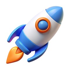 3d Toy rocket isolated on white background