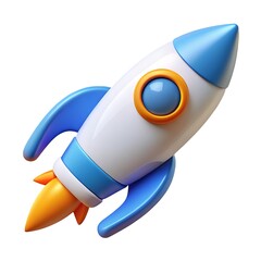 3d Toy rocket isolated on white background