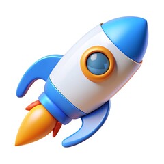 3d Toy rocket isolated on white background