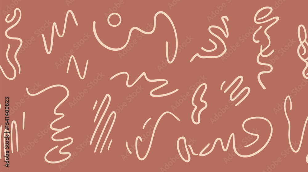Aufkleber abstract shapes float minimalist art modern background terracotta design sketch pattern simplicity