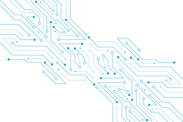 Abstract blue computer technology background with circuit board and circle tech.illustration for elements