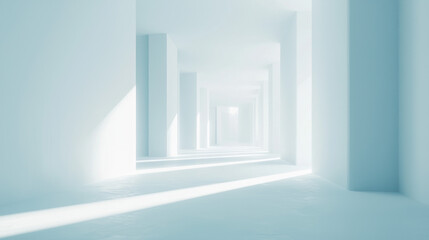 Obraz premium Light visual background in Gallabox style clean white with soft blue tones and a gentle light source from side to middle.