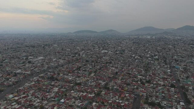 Urban sprawl observed with drone, Ecatepec Mexico