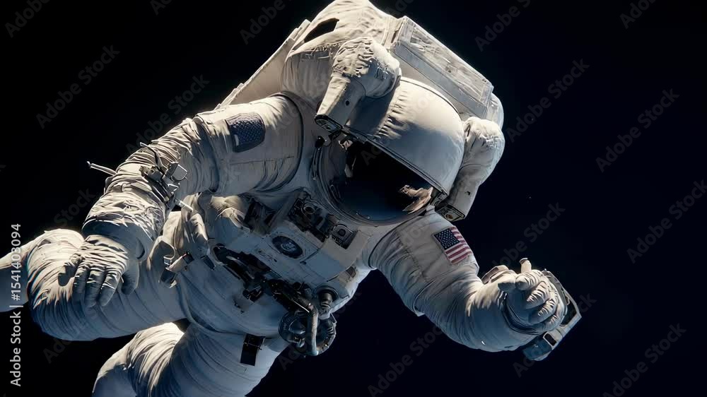 Aufkleber astronaut wearing a spacesuit floats in the darkness of space, seemingly conducting a medical experi