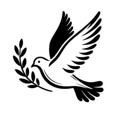 Obraz premium Minimalist Dove with Olive Branch SVG