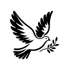 Obraz premium Minimalist Dove with Olive Branch SVG