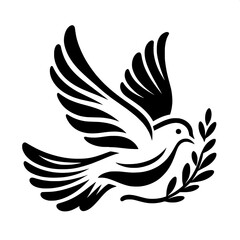 Minimalist Dove with Olive Branch SVG
