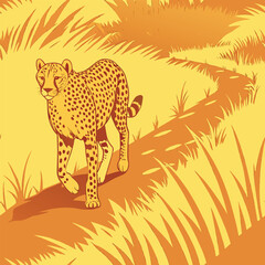 Cheetah running towards camera on dirt path