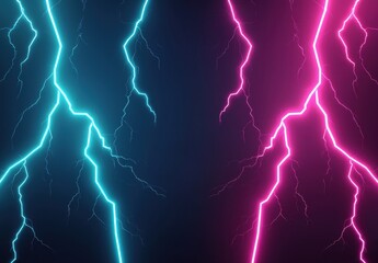 Fototapeta premium Neon Lightning Strikes in Electric Blue and Vibrant Pink Colors