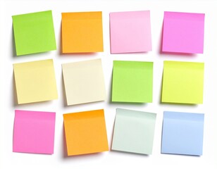 Assorted Colorful Sticky Notes on a White Background