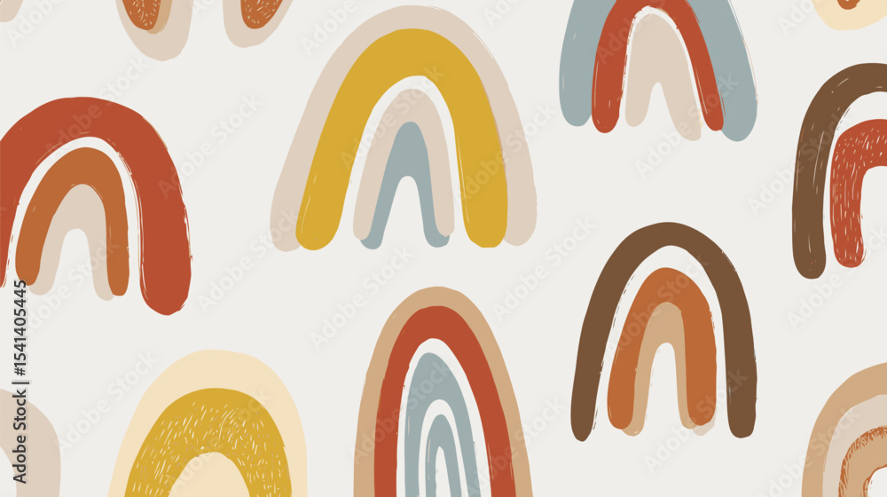 Poster abstract rainbows display colors creatively across neutral canvas backdrop softly