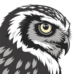 Close up spectacled owl portrait vector illustration