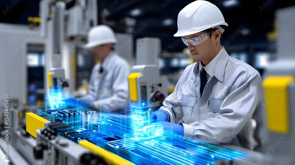 Poster engineers in a smart factory with autonomous