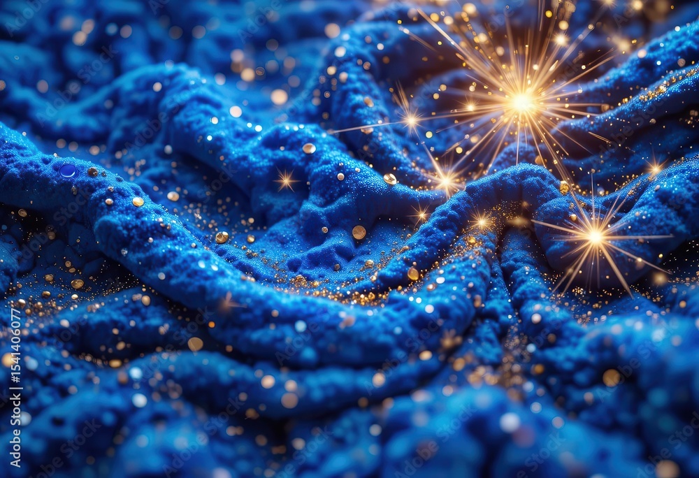 Poster vibrant blue textured background with shimmering elements for computer screens